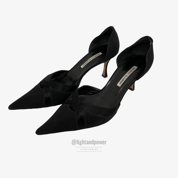Manolo Blahnik Shoes - Manolo Blahnik Black D’Orsay Kitten Heel 41.5 EUC